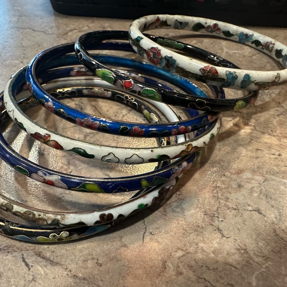 Colorful Cloisonné Bangle Set